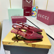 GG HIGH SLINGBACK 25S IN RED SEQUINED MESH FABRIC