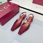 GG HIGH SLINGBACK 25S IN RED SEQUINED MESH FABRIC