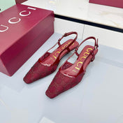 GG HIGH SLINGBACK 25S IN RED SEQUINED MESH FABRIC