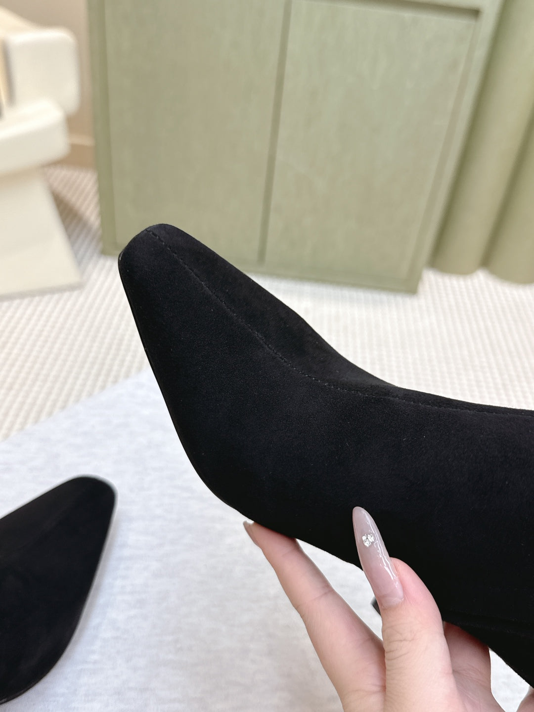 YSL 25S HEELED ANKLE BOOTS 75 MM IN BLACK SUEDE