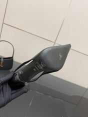 YSL 25S SLINGBACK HIGH HEELS 90 MM IN BLACK LAMBSKIN WITH GOLD HARDWARE STYLE 8