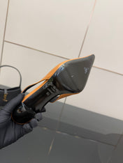 YSL 25S SLINGBACK HIGH HEELS 90 MM IN DARK ORANGE LAMBSKIN WITH GOLD HARDWARE STYLE 4