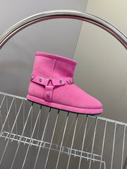 BALENCIAGA 25S ALASKA ANKLE BOOTS IN PINK SUEDE AND LAMBSKIN