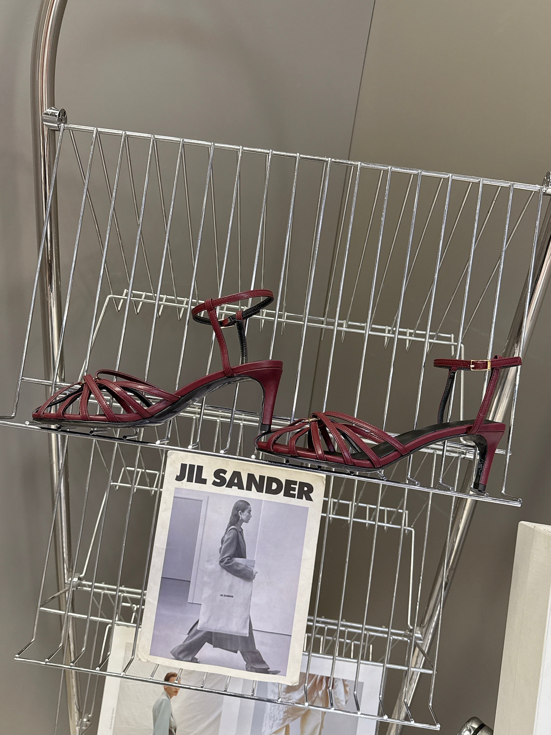 CELINE 26S HIGH-HEEL SANDALS 60 MM IN DARK RED CALFSKIN