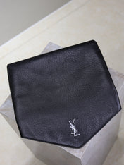 YSL 25S CASSANDRE LARGE ENVELOPE POUCH 29 IN BLACK CALFSKIN GRAY HARDWRE