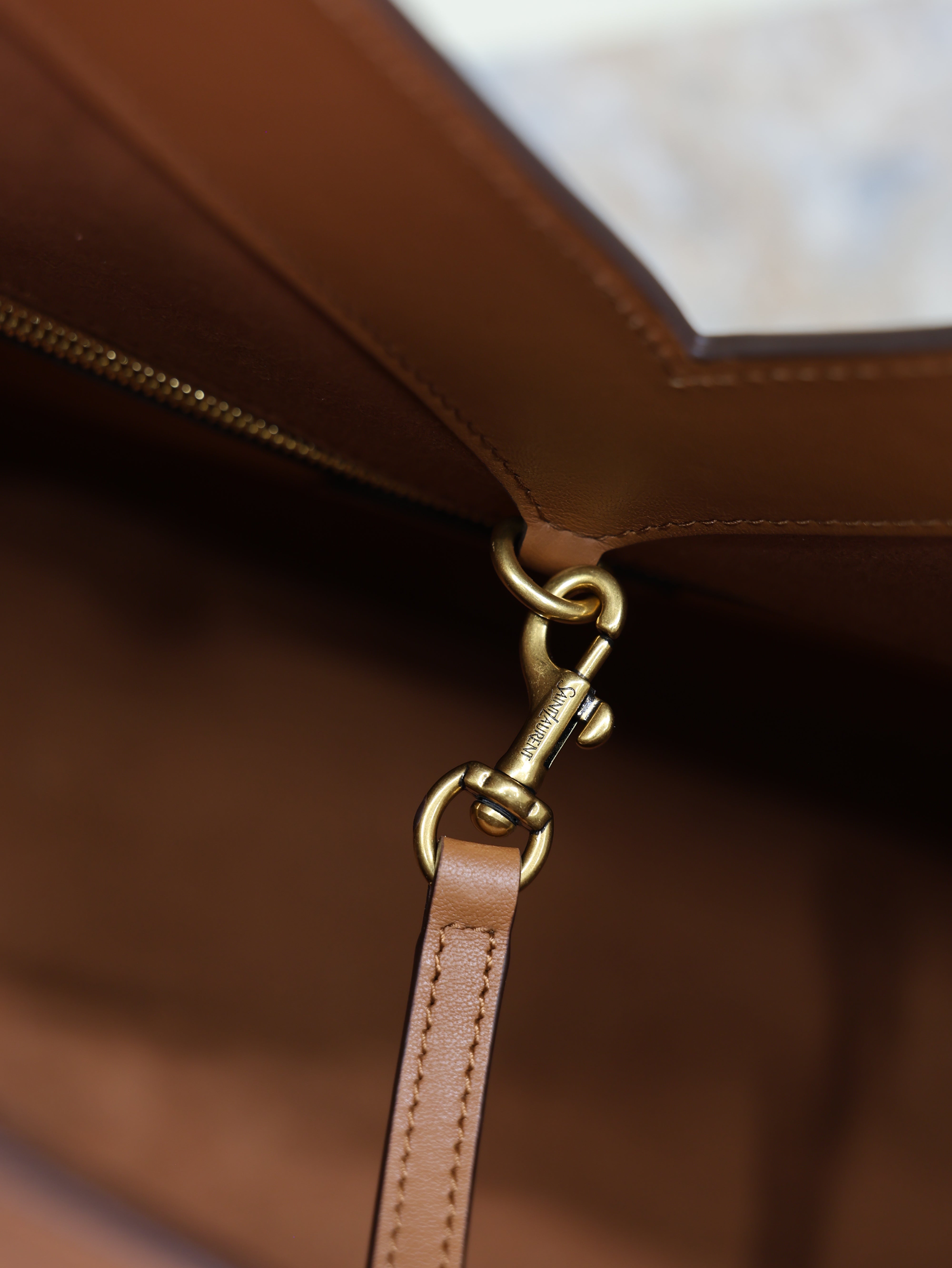 YSL 25S Y TOTE 50 IN BROWN BEIGE CANVAS AND CALFSKIN