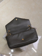 YSL 25S CALYPSO 30 IN DARK OLIVE GRAINED CALFSKIN GOLD HARDWARE