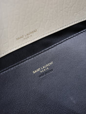 YSL 25S CASSANDRE ENVELOPE MESSENGER 35 IN BLANC VINTAGE LAMBSKIN GOLD HARDWRE