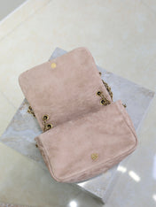 YSL 25S JAMIE 4.3 MINI 20 IN DUSTY ROSE BEIGE SUEDE GOLD HARDWRE