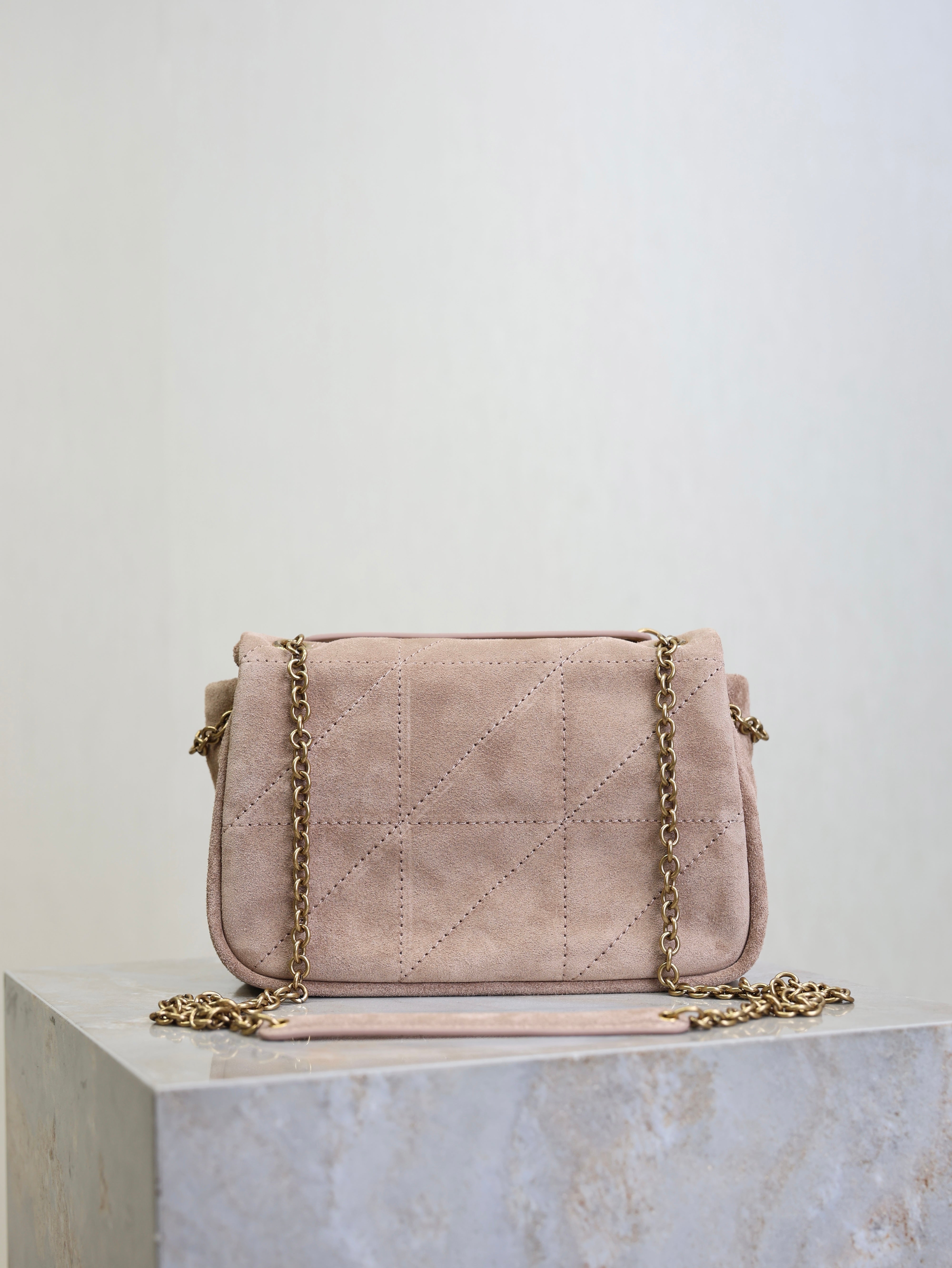 YSL 25S JAMIE 4.3 MINI 20 IN DUSTY ROSE BEIGE SUEDE GOLD HARDWRE