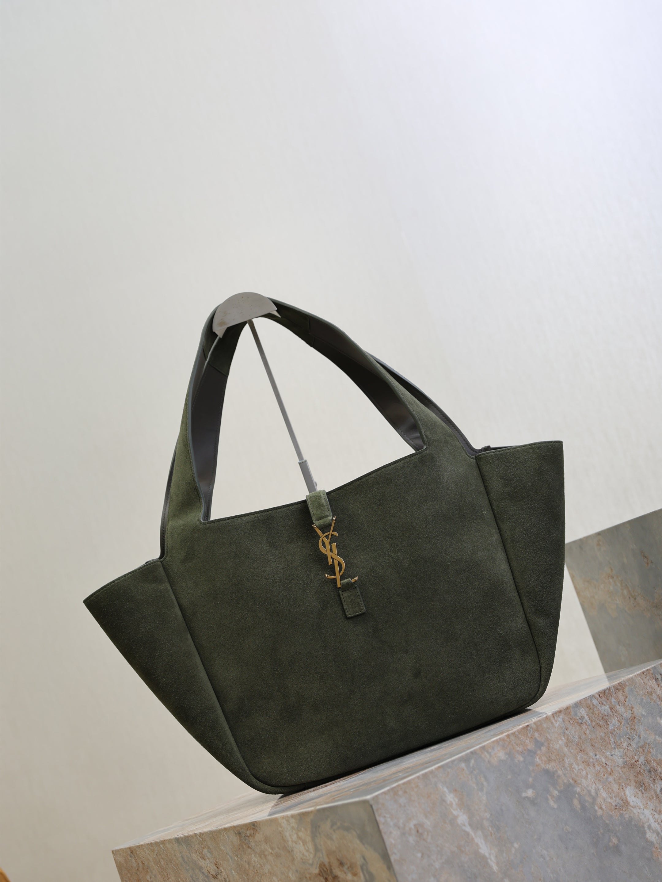 YSL 25S LE 5 À 7 BEA 50 IN DARK OLIVE SUEDE GOLD HARDWRE