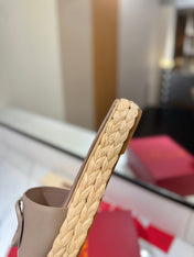 VLTN ESPADRILLE SLIDES 25S IN BEIGE BROWN LAMBSKIN STYLE 10