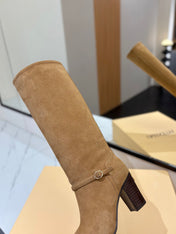 VALENTINO 25S GARAVANI PATTIE KNEE-HIGH BOOTS 80 MM IN LIGHT BROWN SUEDE