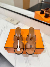 HM 26S HELIA SANDAL 70MM IN CARAMEL BROWN CALFSKIN