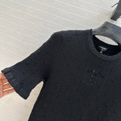 CC 25 Hollow Knitted T-shirt Black cotton