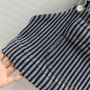 CC 25 Short Suspender Vest Dark Blue mix White Cotton
