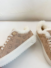 TIME OUT SNEAKER IN DESERT BROWN MONOGRAM EMBOSSED SUEDE WITH FLEECE LINING