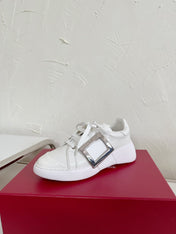VIV' SKATE SNEAKERS IN WHITE CALFSKIN SILVER BUCKLE
