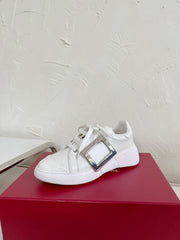 VIV' SKATE SNEAKERS IN WHITE CALFSKIN SILVER BUCKLE