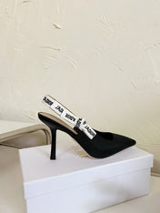 J'ADIOR SLINGBACK PUMP BLACK TECHNICAL FABRIC 10 CM