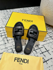 FF Baguette Black Leather Slide