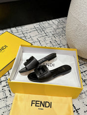 FF Baguette Black Leather Slide
