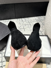 ALAIA PUMP 1 CM IN BLACK SUEDE MIX BLACK CALFSKIN