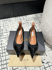 ALAIA PUMP 1 CM IN BLACK SUEDE MIX BLACK CALFSKIN