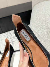 ALAIA PUMP 1 CM IN BLACK SUEDE MIX BLACK CALFSKIN