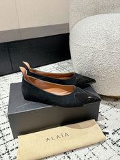 ALAIA PUMP 1 CM IN BLACK SUEDE MIX BLACK CALFSKIN
