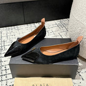 ALAIA PUMP 1 CM IN BLACK SUEDE MIX BLACK CALFSKIN