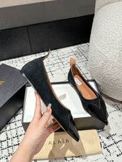 ALAIA PUMP 1 CM IN BLACK SUEDE MIX BLACK CALFSKIN