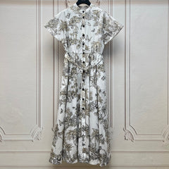 DIOR 25S PRINTED COTTON-SILK DRESS 735