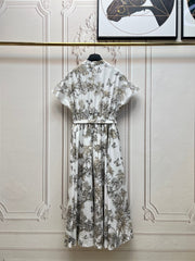 DIOR 25S PRINTED COTTON-SILK DRESS 735