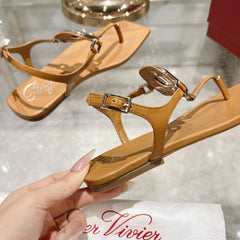 VIV' BY THE SEA SANDALS IN CINNAMON BROWN CALFSKIN