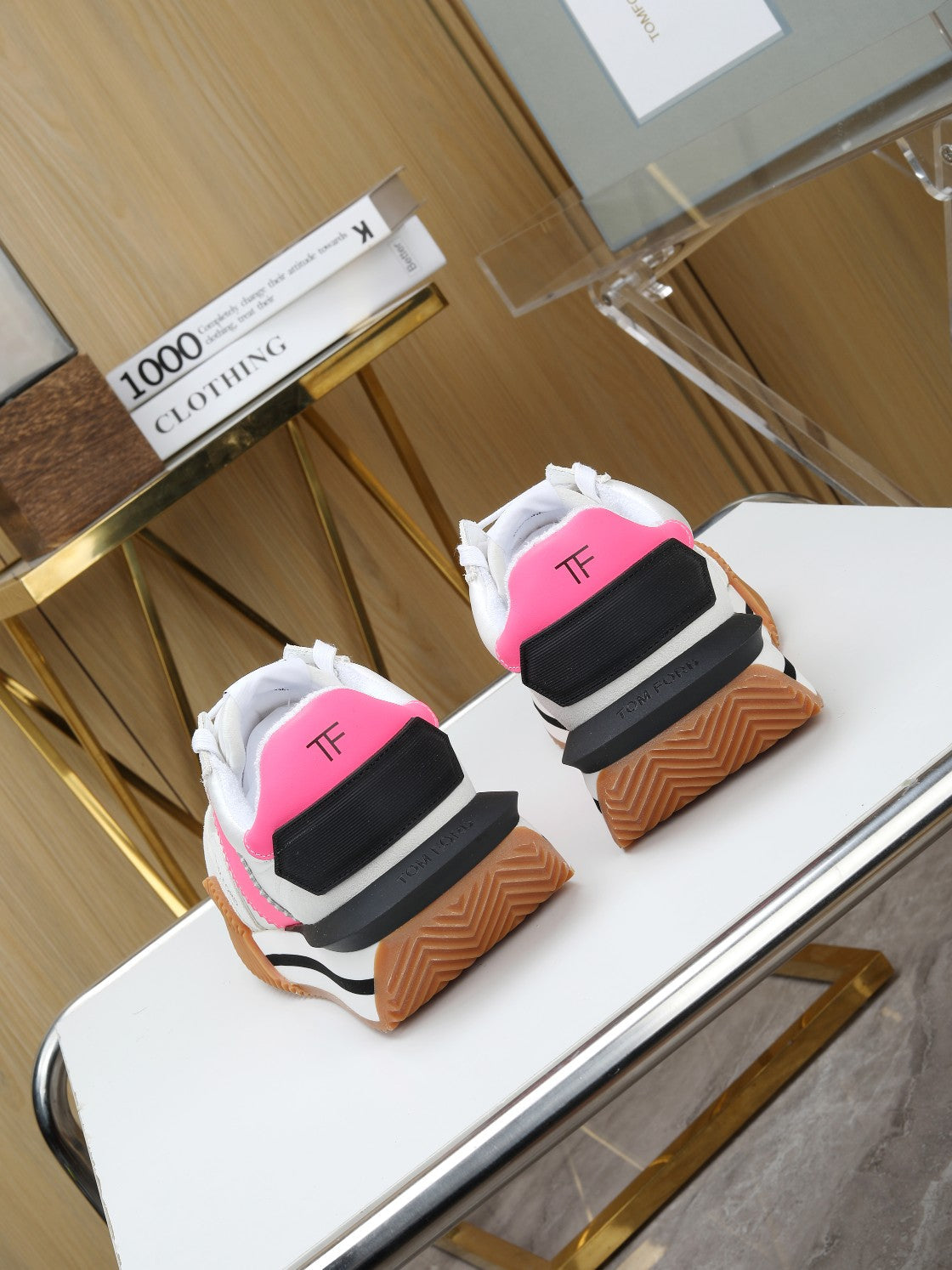 TOM FORD SNEAKERS IN WHITE AND PINK SUEDE 432124