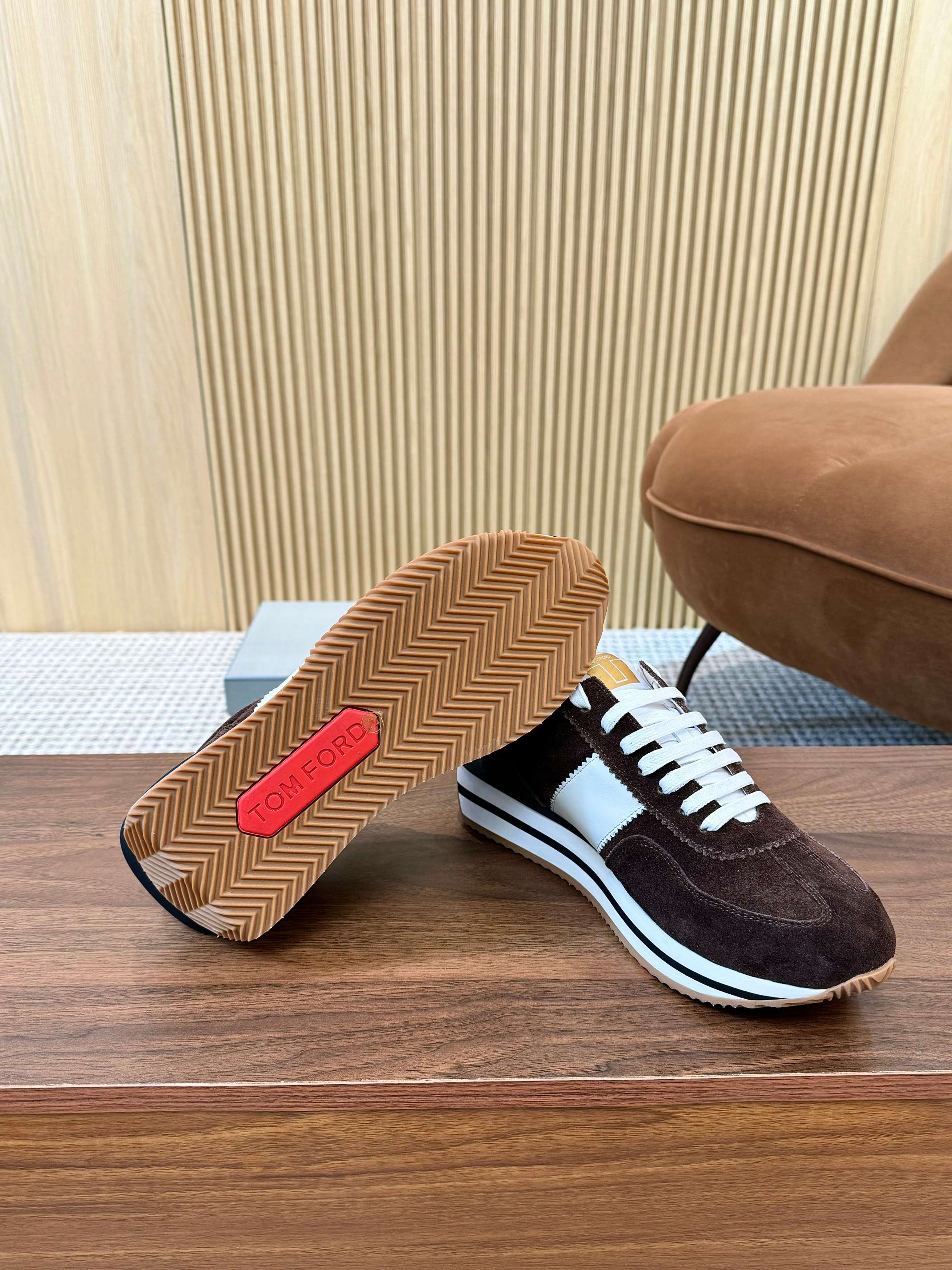 TOM FORD SNEAKERS IN CHOCOLATE BROWN SUEDE 432166