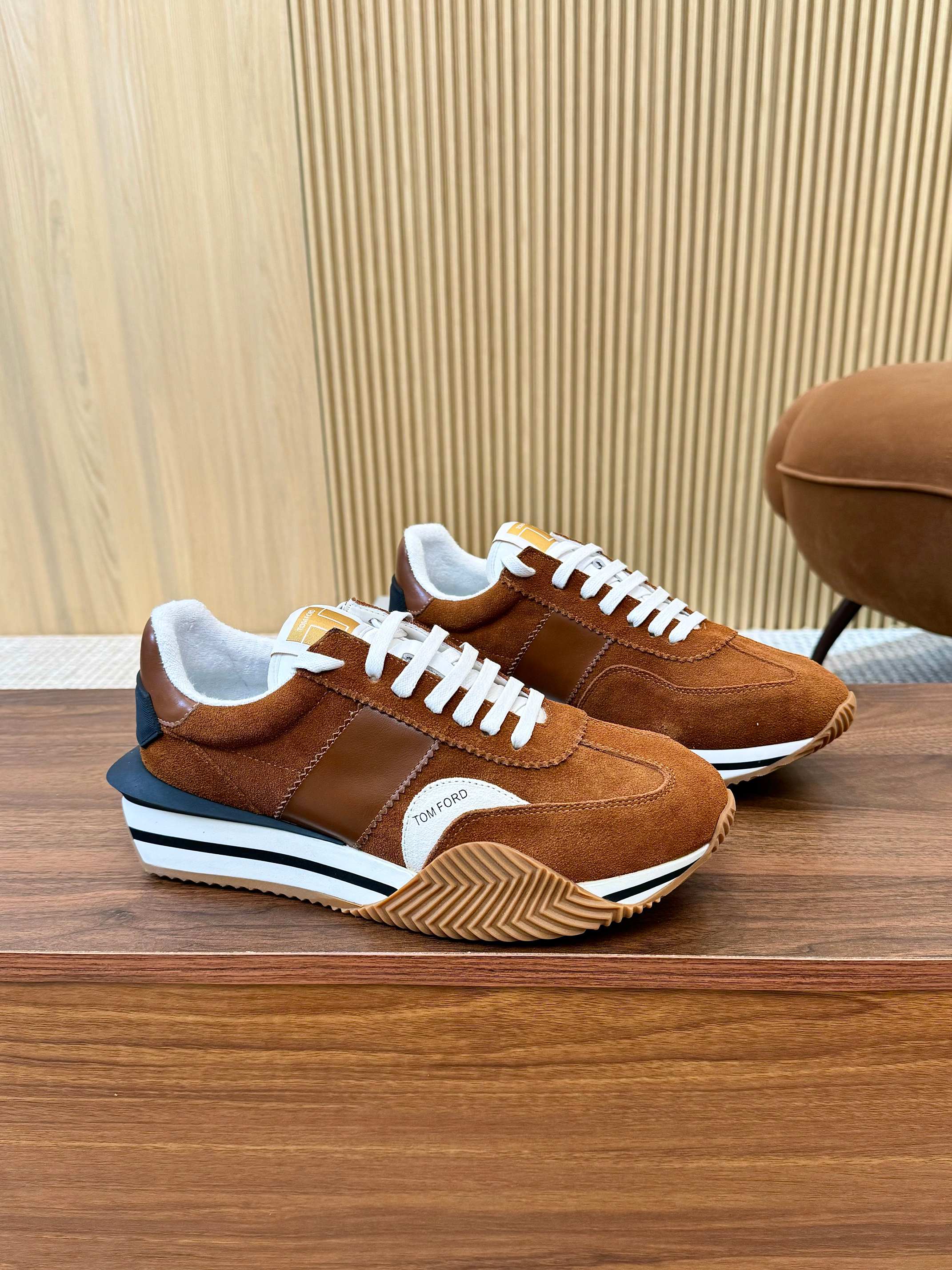 TOM FORD SNEAKERS IN TAN BROWN SUEDE 432168