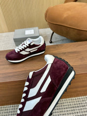 TOM FORD SNEAKERS  IN DARK BURGUNDY RED MESH AND SUEDE 434241