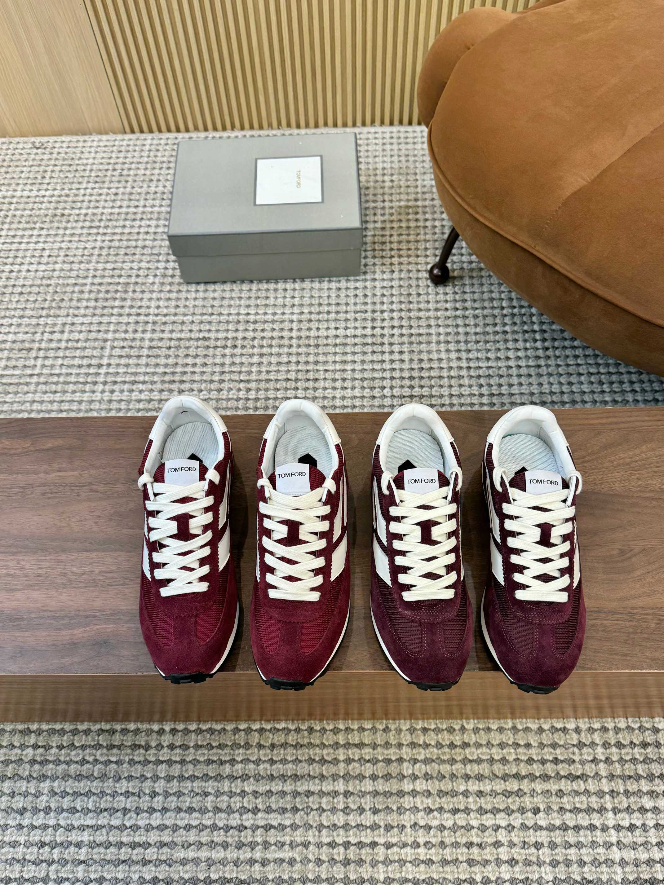 TOM FORD SNEAKERS  IN CHERRY RED MESH AND SUEDE 434240
