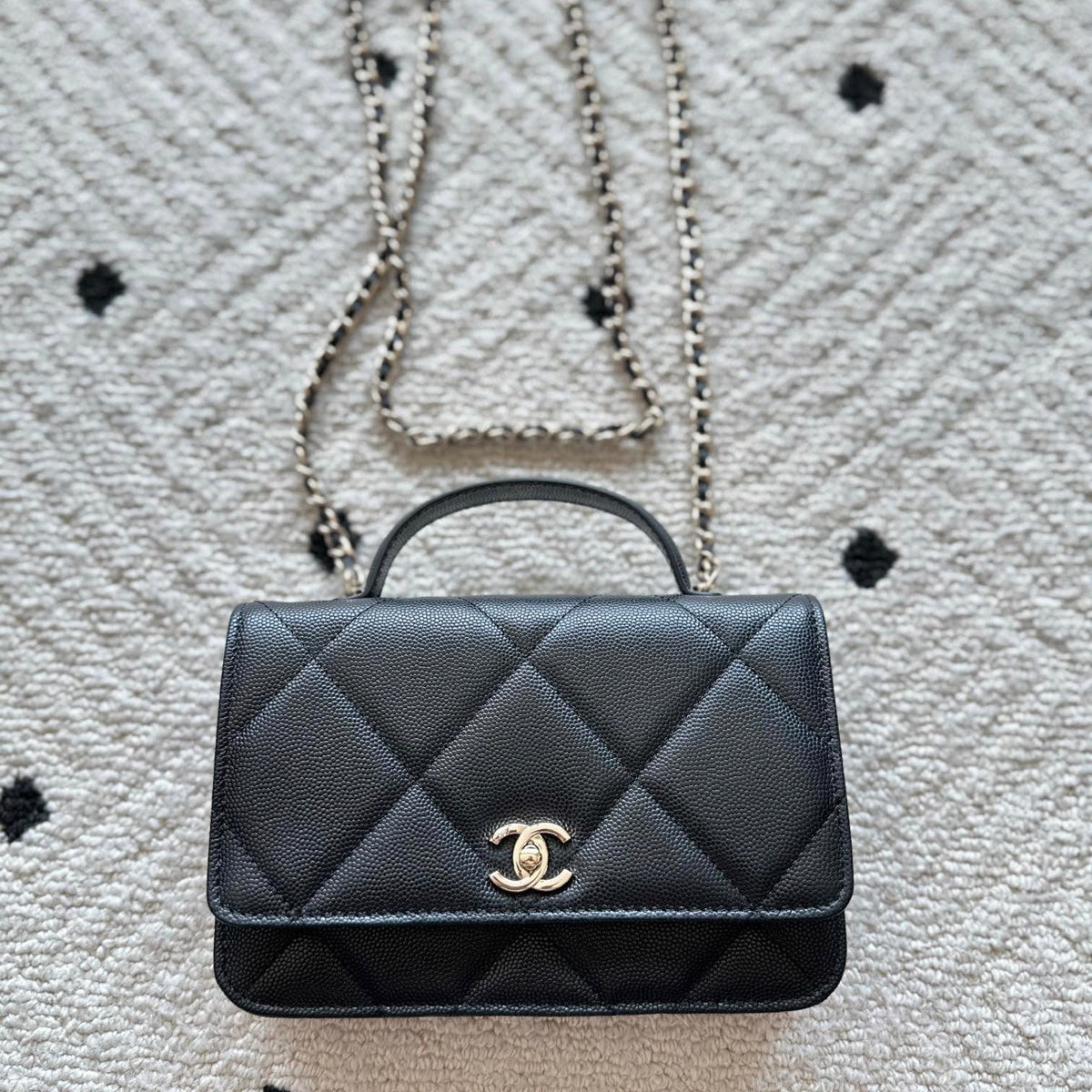 CHANEL 25S MINI FLAP BAG 19 IN BLACK CAVIAR LEATHER