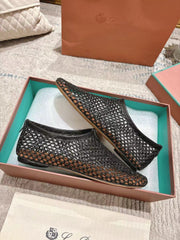 FLAT SHOES IN BLACK MESH FABRIC