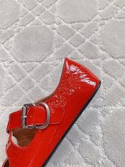 ALAIA CRISS CROSS BALLET FLAT IN CANDY RED LAMBSKIN WITH SILVER HARDWARE