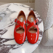 ALAIA CRISS CROSS BALLET FLAT IN CANDY RED LAMBSKIN WITH SILVER HARDWARE
