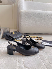 SLINGBACKS 45 IN BLACK SHEEPSKIN