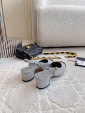 SLINGBACKS IN SLATE GREY MIX BLACK SHEEPSKIN