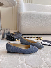 BALLET FLATS IN AEGEAN BLUE DENIM
