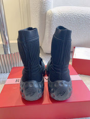 VIV' RUN LIGHT SOCKS ANKLE BOOTS IN BLACK FABRIC STRASS BUCKLE