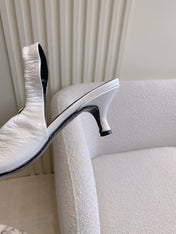 BALENCIAGA 25S HIGH SLINGBACK 35 MM IN WHITE LAMBSKIN WITH GOLD HARDWARE