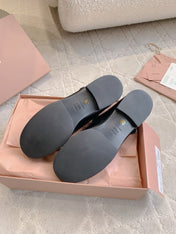 MIUMIU 26S LOAFERS IN BLACK CALFSKIN WITH STRAP